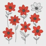 red flower hair clips image